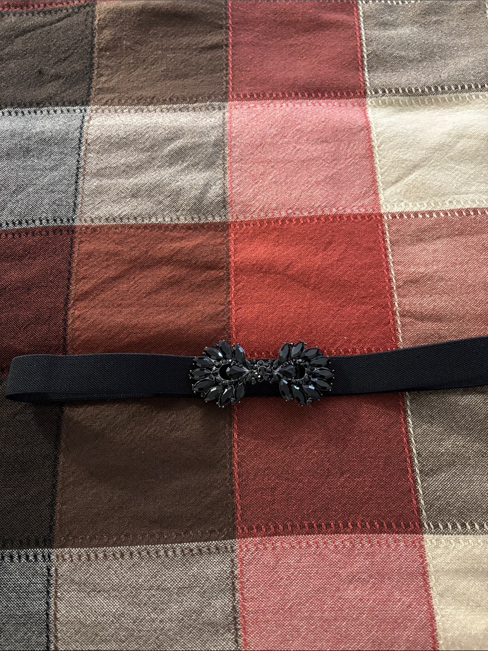 Black Elastic Decorative Jewel Waist Belt - Women Accessories